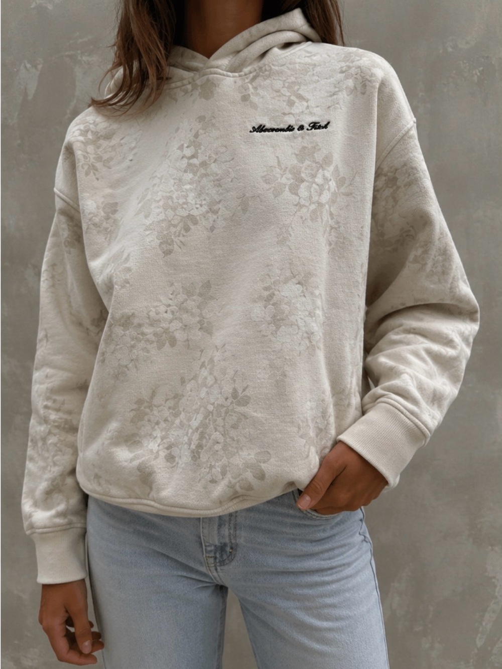 Abercrombie & Fitch Cream Floral Hoodie - Women's Thick & Solf